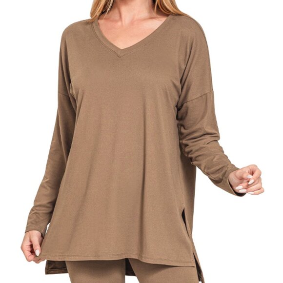 V-Neck Long-Sleeve Loungewear Leggings Set - Picture 2 of 5